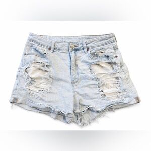 American Eagle High Rise Stretch Distressed Mom Shorts Size 10